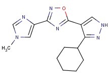 5-(3-cyclohexyl-1H-pyrazol-4-yl)-3-(1-methyl-1H-imidazol-4-yl)-1,2,4-oxadiazole