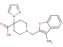 1-[(3-methyl-1-benzofuran-2-yl)methyl]-4-(1H-pyrazol-1-yl)piperidine-4-carboxylic acid