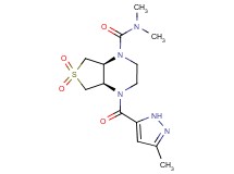 (4aR*,7aS*)-N,N-dimethyl-4-[(3-methyl-1H-pyrazol-5-yl)carbonyl]hexahydrothieno[3,4-b]pyrazine-1(2H)-carboxamide 6,6-dioxide