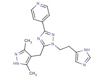 4-{5-[(3,5-dimethyl-1H-pyrazol-4-yl)methyl]-1-[2-(1H-imidazol-5-yl)ethyl]-1H-1,2,4-triazol-3-yl}pyridine