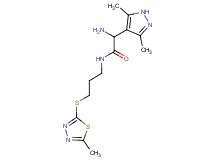 2-amino-2-(3,5-dimethyl-1H-pyrazol-4-yl)-N-{3-[(5-methyl-1,3,4-thiadiazol-2-yl)thio]propyl}acetamide