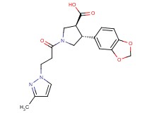(3S*,4R*)-4-(1,3-benzodioxol-5-yl)-1-[3-(3-methyl-1H-pyrazol-1-yl)propanoyl]pyrrolidine-3-carboxylic acid