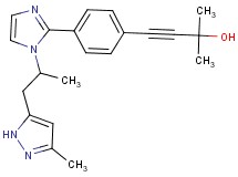 2-methyl-4-(4-{1-[1-methyl-2-(3-methyl-1H-pyrazol-5-yl)ethyl]-1H-imidazol-2-yl}phenyl)but-3-yn-2-ol