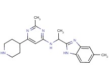 2-methyl-N-[1-(5-methyl-1H-benzimidazol-2-yl)ethyl]-6-piperidin-4-ylpyrimidin-4-amine