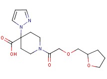 4-(1H-pyrazol-1-yl)-1-[(tetrahydrofuran-2-ylmethoxy)acetyl]piperidine-4-carboxylic acid