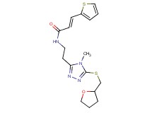 (2E)-N-(2-{4-methyl-5-[(tetrahydro-2-furanylmethyl)thio]-4H-1,2,4-triazol-3-yl}ethyl)-3-(2-thienyl)acrylamide