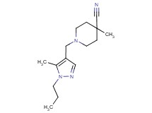 4-methyl-1-[(5-methyl-1-propyl-1H-pyrazol-4-yl)methyl]piperidine-4-carbonitrile