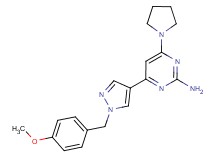 4-[1-(4-methoxybenzyl)-1H-pyrazol-4-yl]-6-pyrrolidin-1-ylpyrimidin-2-amine