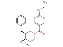 (3S*,4R*)-3-benzyl-1-{[2-(ethylamino)pyrimidin-5-yl]carbonyl}-4-methylpiperidin-4-ol