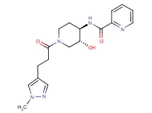 N-{(3R*,4R*)-3-hydroxy-1-[3-(1-methyl-1H-pyrazol-4-yl)propanoyl]piperidin-4-yl}pyridine-2-carboxamide