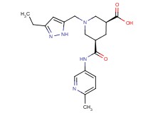 (3S*,5R*)-1-[(3-ethyl-1H-pyrazol-5-yl)methyl]-5-{[(6-methyl-3-pyridinyl)amino]carbonyl}-3-piperidinecarboxylic acid