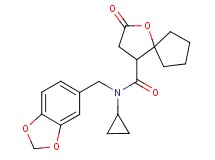 N-(1,3-benzodioxol-5-ylmethyl)-N-cyclopropyl-2-oxo-1-oxaspiro[4.4]nonane-4-carboxamide