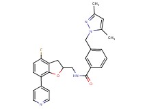 3-[(3,5-dimethyl-1H-pyrazol-1-yl)methyl]-N-{[4-fluoro-7-(4-pyridinyl)-2,3-dihydro-1-benzofuran-2-yl]methyl}benzamide