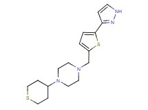 1-{[5-(1H-pyrazol-3-yl)-2-thienyl]methyl}-4-(tetrahydro-2H-thiopyran-4-yl)piperazine