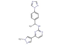 4-(1-methyl-1H-pyrazol-4-yl)-N-{1-[4-(1H-1,2,4-triazol-1-yl)phenyl]ethyl}pyrimidin-2-amine