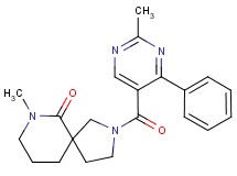 7-methyl-2-[(2-methyl-4-phenylpyrimidin-5-yl)carbonyl]-2,7-diazaspiro[4.5]decan-6-one