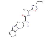 N-[1-(3-ethyl-1,2,4-oxadiazol-5-yl)ethyl]-5-[(2-methyl-1H-benzimidazol-1-yl)methyl]-1H-pyrazole-3-carboxamide