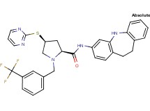 (4S)-N-(10,11-dihydro-5H-dibenzo[b,f]azepin-3-yl)-4-(2-pyrimidinylthio)-1-[3-(trifluoromethyl)benzyl]-L-prolinamide