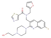 N-({7-fluoro-2-[4-(2-hydroxyethyl)-1-piperazinyl]-3-quinolinyl}methyl)-N-(2-furylmethyl)-1,3-thiazole-5-carboxamide