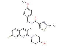 N-{[7-fluoro-2-(4-hydroxy-1-piperidinyl)-3-quinolinyl]methyl}-N-(4-methoxybenzyl)-2-methyl-1,3-thiazole-4-carboxamide