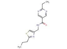 2-ethyl-N-[(2-propyl-1,3-thiazol-4-yl)methyl]pyrimidine-5-carboxamide