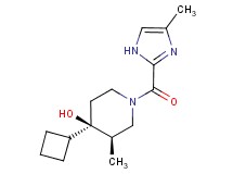 (3R*,4R*)-4-cyclobutyl-3-methyl-1-[(4-methyl-1H-imidazol-2-yl)carbonyl]piperidin-4-ol