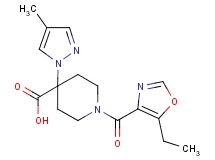 1-[(5-ethyl-1,3-oxazol-4-yl)carbonyl]-4-(4-methyl-1H-pyrazol-1-yl)piperidine-4-carboxylic acid