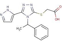 {[4-(1-phenylethyl)-5-(1H-pyrazol-5-yl)-4H-1,2,4-triazol-3-yl]thio}acetic acid