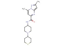 2,7-dimethyl-N-[1-(tetrahydro-2H-thiopyran-4-yl)piperidin-4-yl]pyrazolo[1,5-a]pyrimidine-5-carboxamide