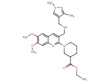 ethyl 1-[3-({[(1,3-dimethyl-1H-pyrazol-4-yl)methyl]amino}methyl)-6,7-dimethoxy-2-quinolinyl]-3-piperidinecarboxylate