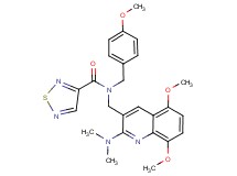 N-{[2-(dimethylamino)-5,8-dimethoxy-3-quinolinyl]methyl}-N-(4-methoxybenzyl)-1,2,5-thiadiazole-3-carboxamide