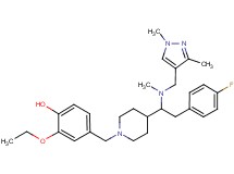 4-({4-[1-[[(1,3-dimethyl-1H-pyrazol-4-yl)methyl](methyl)amino]-2-(4-fluorophenyl)ethyl]-1-piperidinyl}methyl)-2-ethoxyphenol