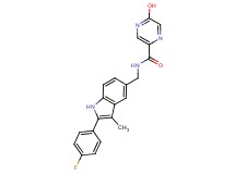 N-{[2-(4-fluorophenyl)-3-methyl-1H-indol-5-yl]methyl}-5-hydroxypyrazine-2-carboxamide