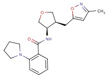 N-{(3R*,4S*)-4-[(3-methylisoxazol-5-yl)methyl]tetrahydrofuran-3-yl}-2-pyrrolidin-1-ylbenzamide