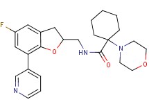 N-{[5-fluoro-7-(3-pyridinyl)-2,3-dihydro-1-benzofuran-2-yl]methyl}-1-(4-morpholinyl)cyclohexanecarboxamide