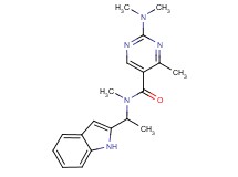 2-(dimethylamino)-N-[1-(1H-indol-2-yl)ethyl]-N,4-dimethyl-5-pyrimidinecarboxamide