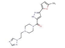 1-{[3-(5-methyl-2-furyl)-1H-pyrazol-5-yl]carbonyl}-4-[2-(1H-1,2,4-triazol-1-yl)ethyl]piperazine