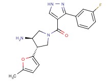 (3R*,4S*)-1-{[3-(3-fluorophenyl)-1H-pyrazol-4-yl]carbonyl}-4-(5-methyl-2-furyl)pyrrolidin-3-amine