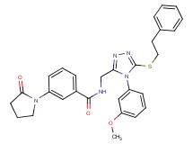 N-({4-(3-methoxyphenyl)-5-[(2-phenylethyl)thio]-4H-1,2,4-triazol-3-yl}methyl)-3-(2-oxo-1-pyrrolidinyl)benzamide