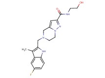 5-[(5-fluoro-3-methyl-1H-indol-2-yl)methyl]-N-(2-hydroxyethyl)-4,5,6,7-tetrahydropyrazolo[1,5-a]pyrazine-2-carboxamide
