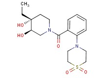 (3R*,4R*)-1-[2-(1,1-dioxidothiomorpholin-4-yl)benzoyl]-4-ethylpiperidine-3,4-diol