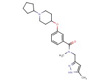 3-[(1-cyclopentyl-4-piperidinyl)oxy]-N-methyl-N-[(5-methyl-1H-pyrazol-3-yl)methyl]benzamide
