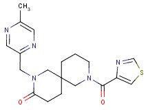 2-[(5-methylpyrazin-2-yl)methyl]-8-(1,3-thiazol-4-ylcarbonyl)-2,8-diazaspiro[5.5]undecan-3-one