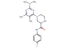 4-[2-(dimethylamino)-5,6-dimethyl-4-pyrimidinyl]-N-(4-fluorophenyl)-2-piperazinecarboxamide