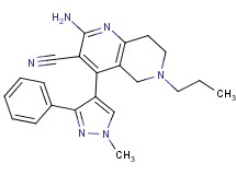 2-amino-4-(1-methyl-3-phenyl-1H-pyrazol-4-yl)-6-propyl-5,6,7,8-tetrahydro-1,6-naphthyridine-3-carbonitrile