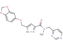 5-[(1,3-benzodioxol-5-yloxy)methyl]-N-methyl-N-(4-pyrimidinylmethyl)-1H-pyrazole-3-carboxamide