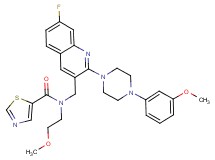 N-({7-fluoro-2-[4-(3-methoxyphenyl)-1-piperazinyl]-3-quinolinyl}methyl)-N-(2-methoxyethyl)-1,3-thiazole-5-carboxamide