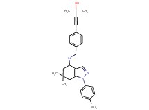4-[4-({[6,6-dimethyl-1-(4-methylphenyl)-4,5,6,7-tetrahydro-1H-indazol-4-yl]amino}methyl)phenyl]-2-methyl-3-butyn-2-ol