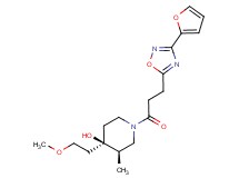 (3R*,4R*)-1-{3-[3-(2-furyl)-1,2,4-oxadiazol-5-yl]propanoyl}-4-(2-methoxyethyl)-3-methylpiperidin-4-ol