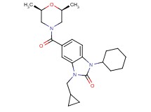 1-cyclohexyl-3-(cyclopropylmethyl)-5-{[(2R*,6S*)-2,6-dimethylmorpholin-4-yl]carbonyl}-1,3-dihydro-2H-benzimidazol-2-one